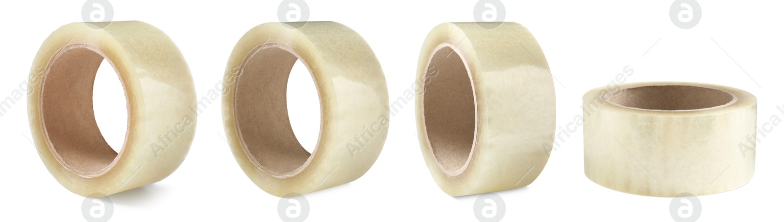 Image of Adhesive tape, set. Rolls isolated on white