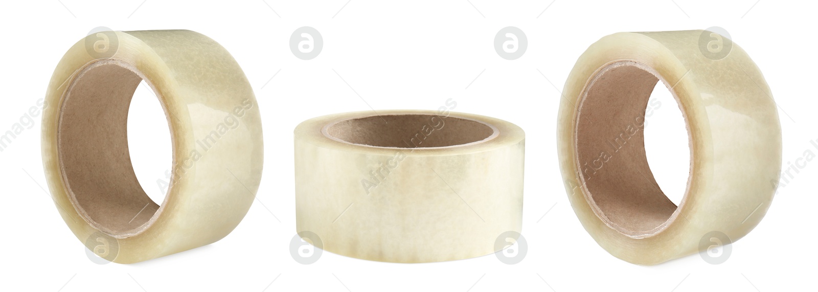 Image of Adhesive tape, set. Rolls isolated on white