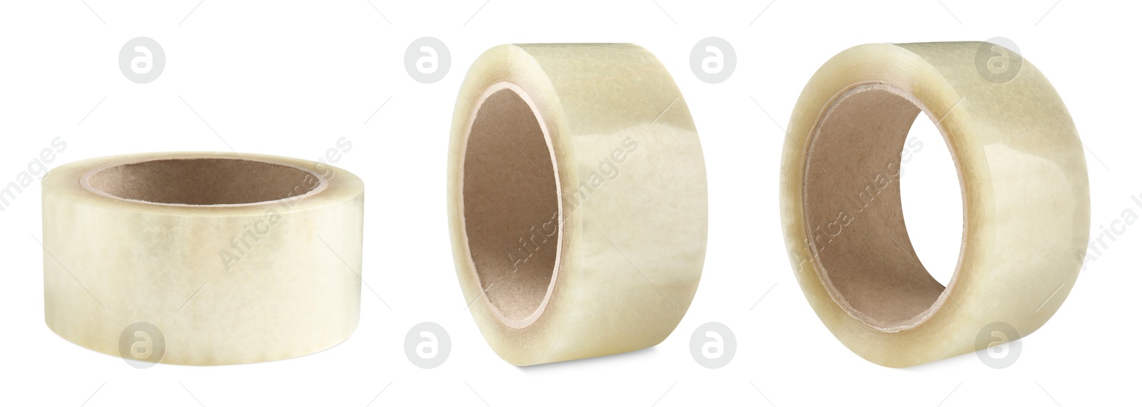 Image of Adhesive tape, set. Rolls isolated on white