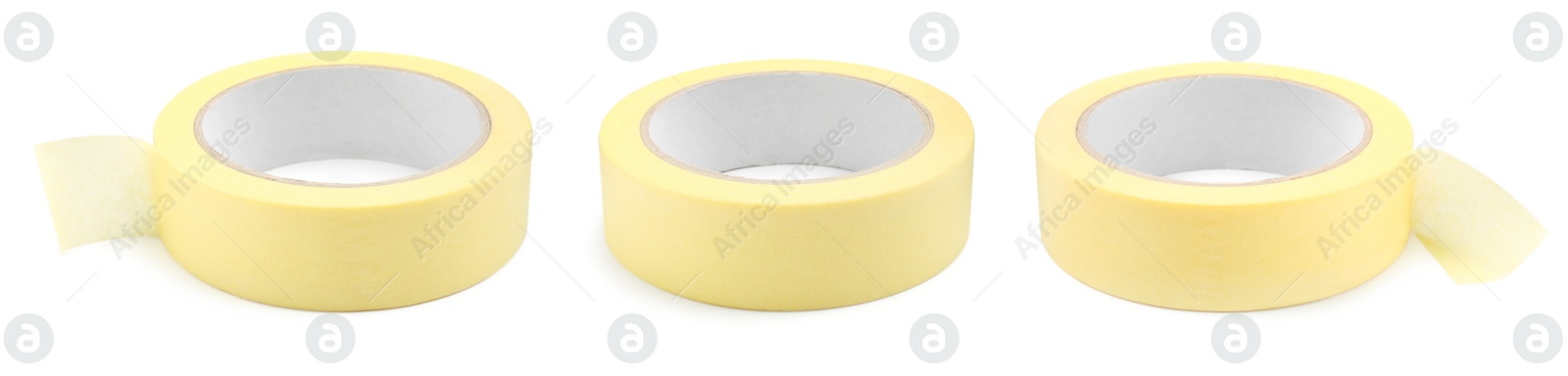 Image of Adhesive tape, set. Rolls isolated on white