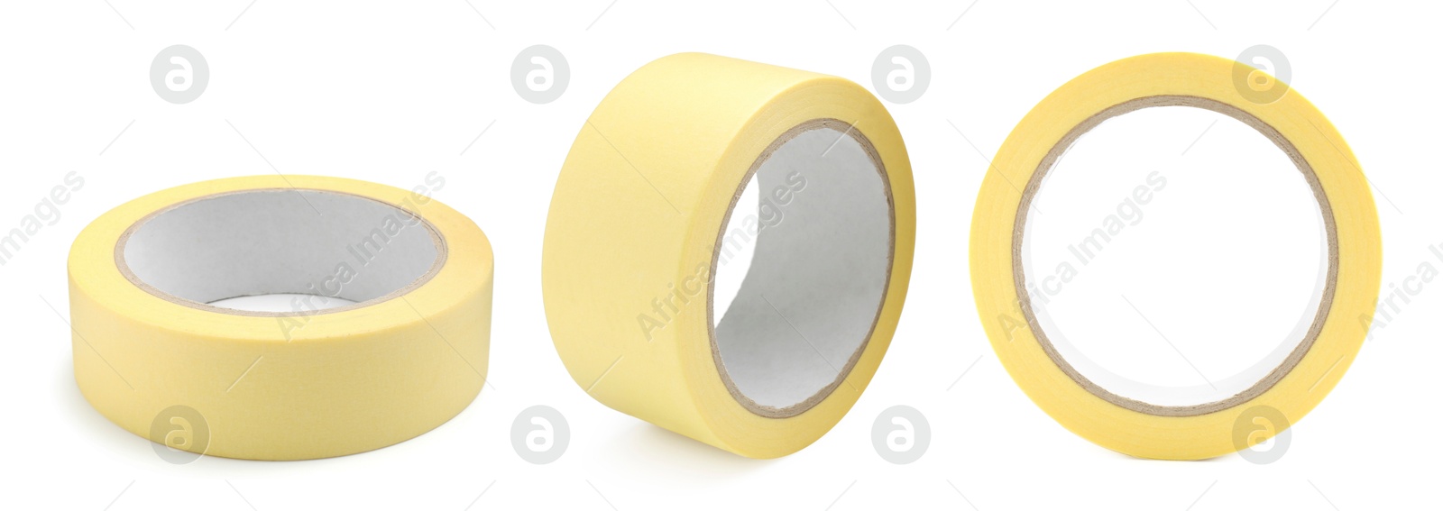 Image of Adhesive tape, set. Rolls isolated on white