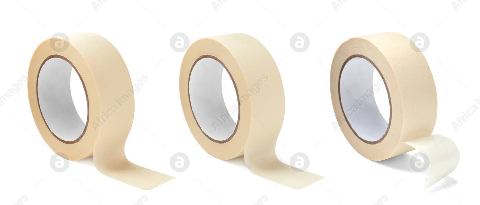 Image of Adhesive tape, set. Rolls isolated on white