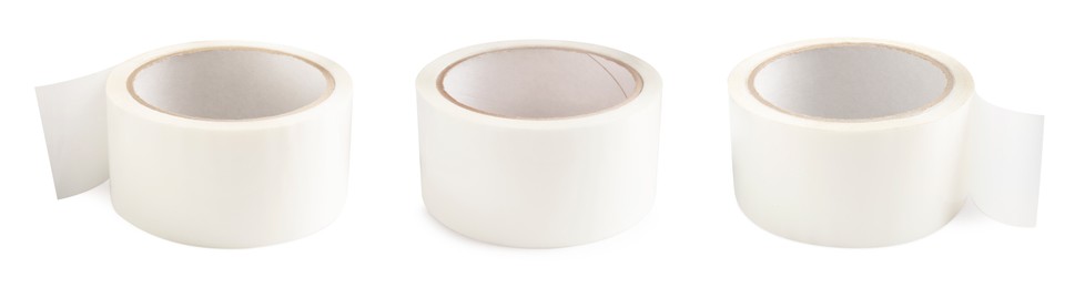 Image of Adhesive tape, set. Rolls isolated on white