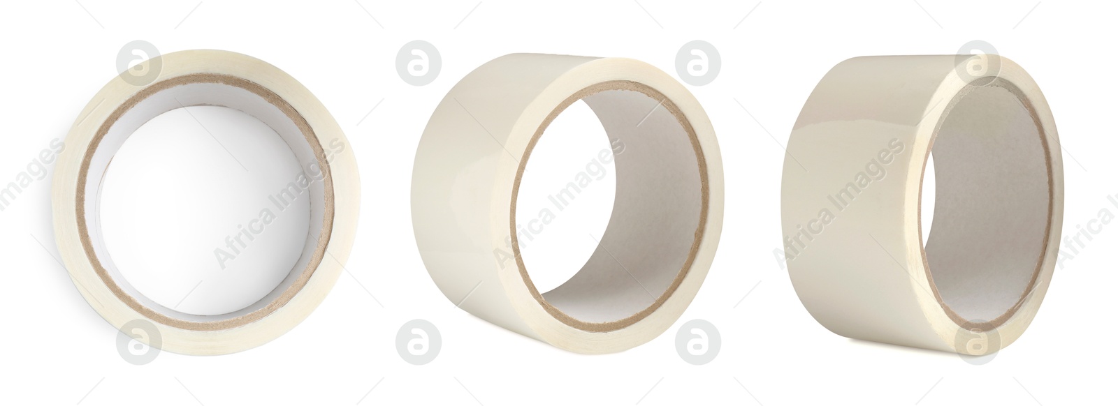 Image of Adhesive tape, set. Rolls isolated on white