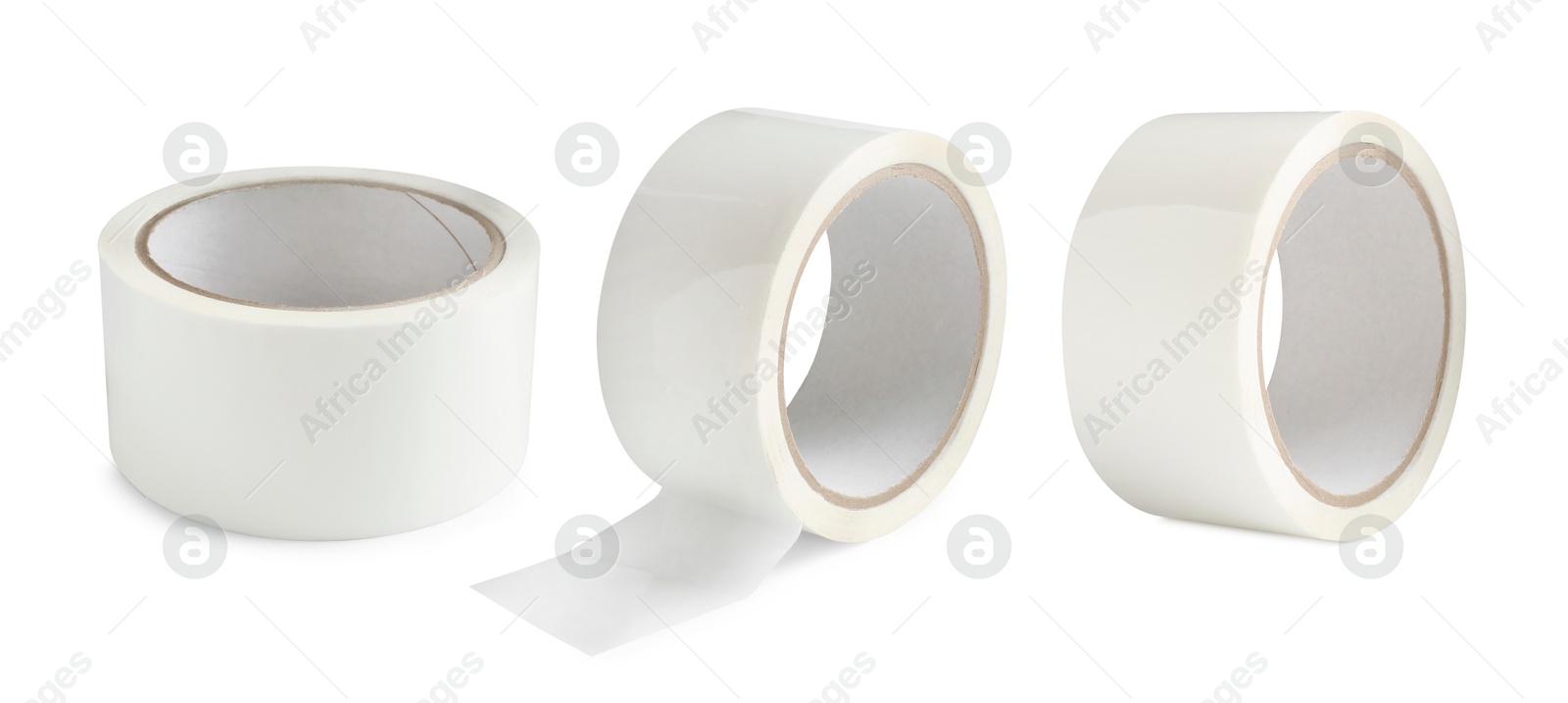 Image of Adhesive tape, set. Rolls isolated on white