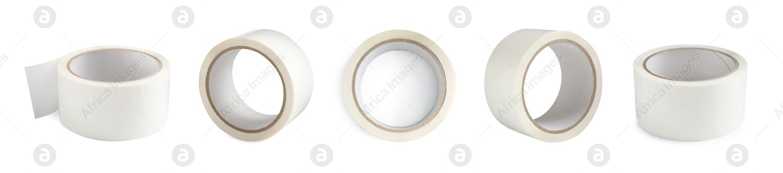 Image of Adhesive tape, set. Rolls isolated on white