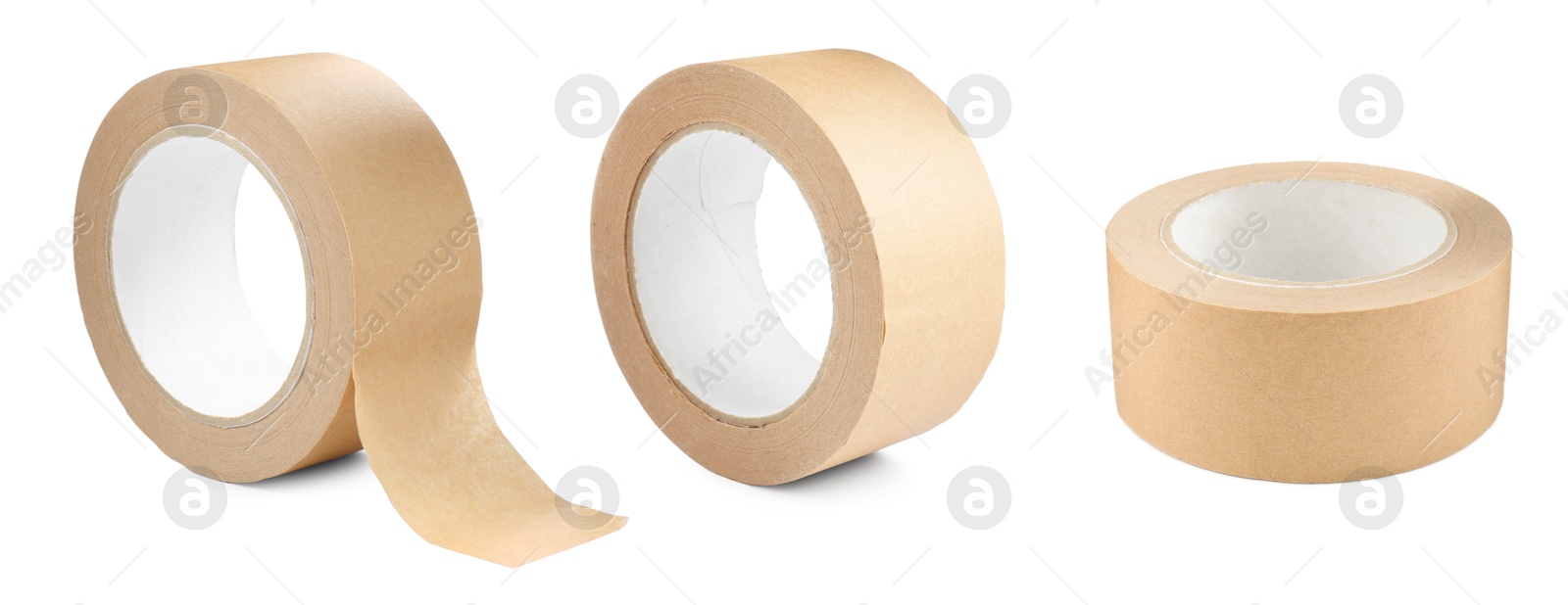 Image of Adhesive tape, set. Rolls isolated on white