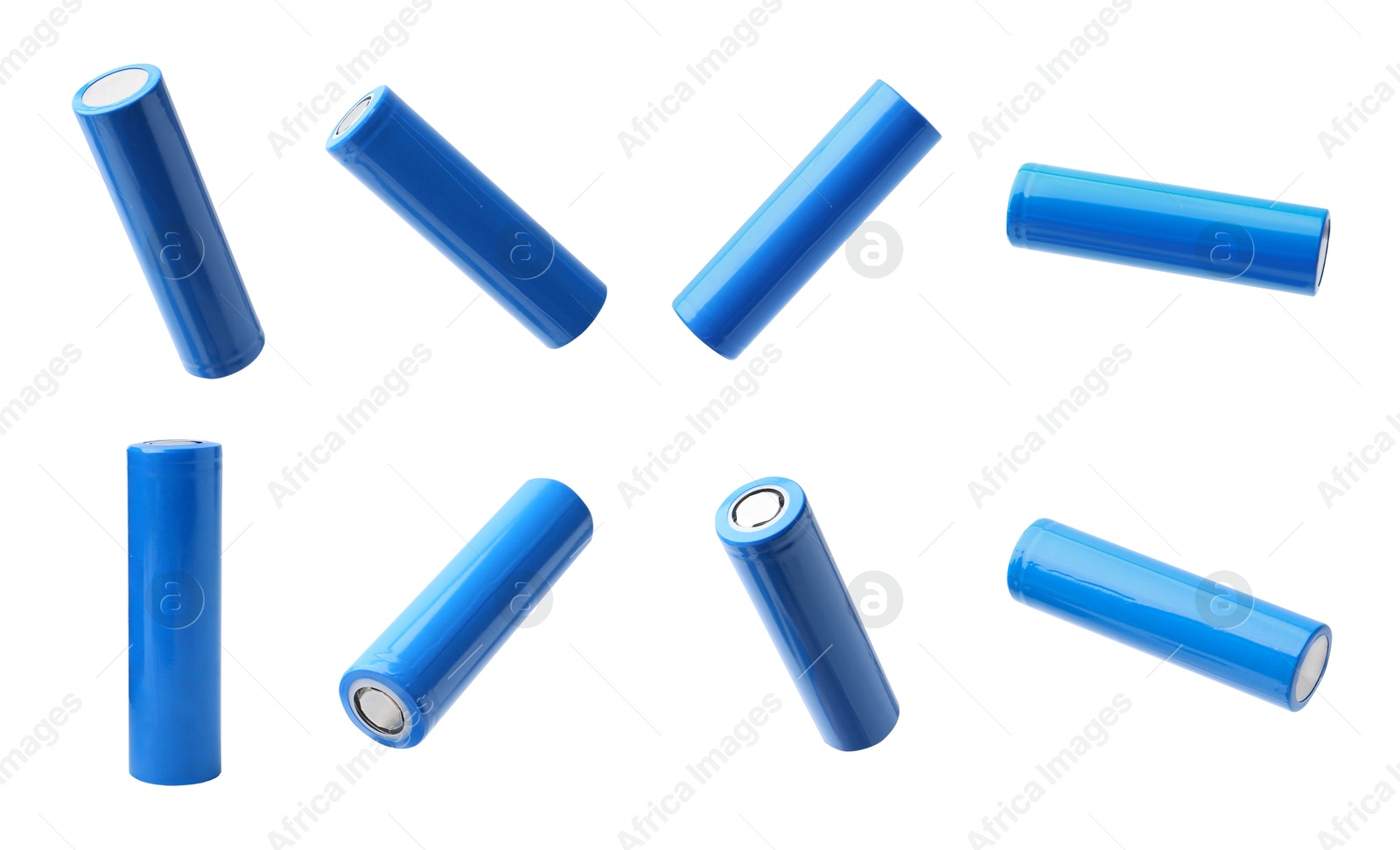 Image of AA alkaline battery isolated on white, collage