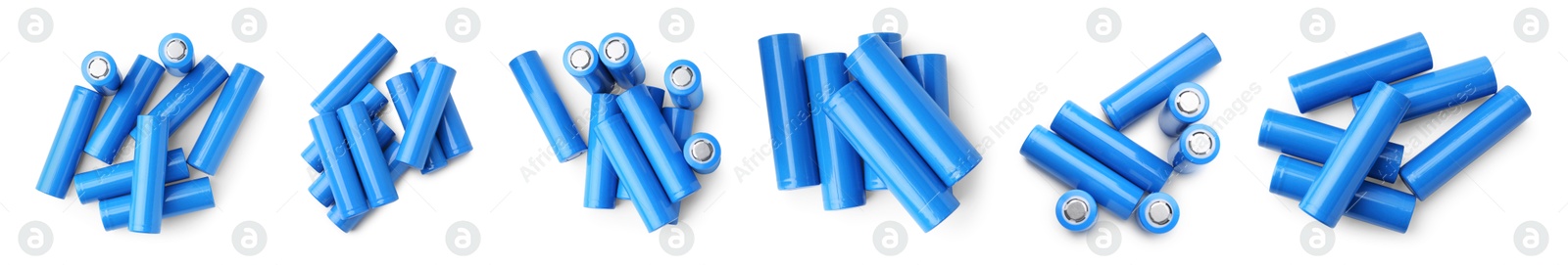 Image of AA alkaline batteries isolated on white, set. Top view