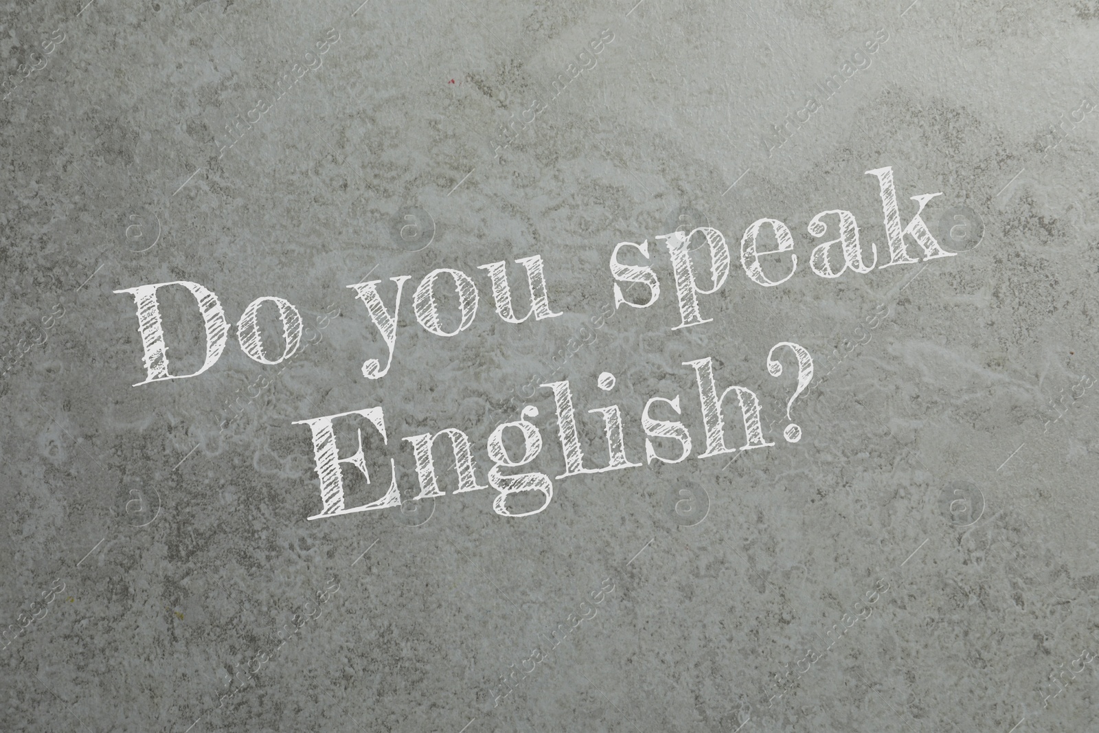 Image of Do You Speak English? text on grey textured background. Language course