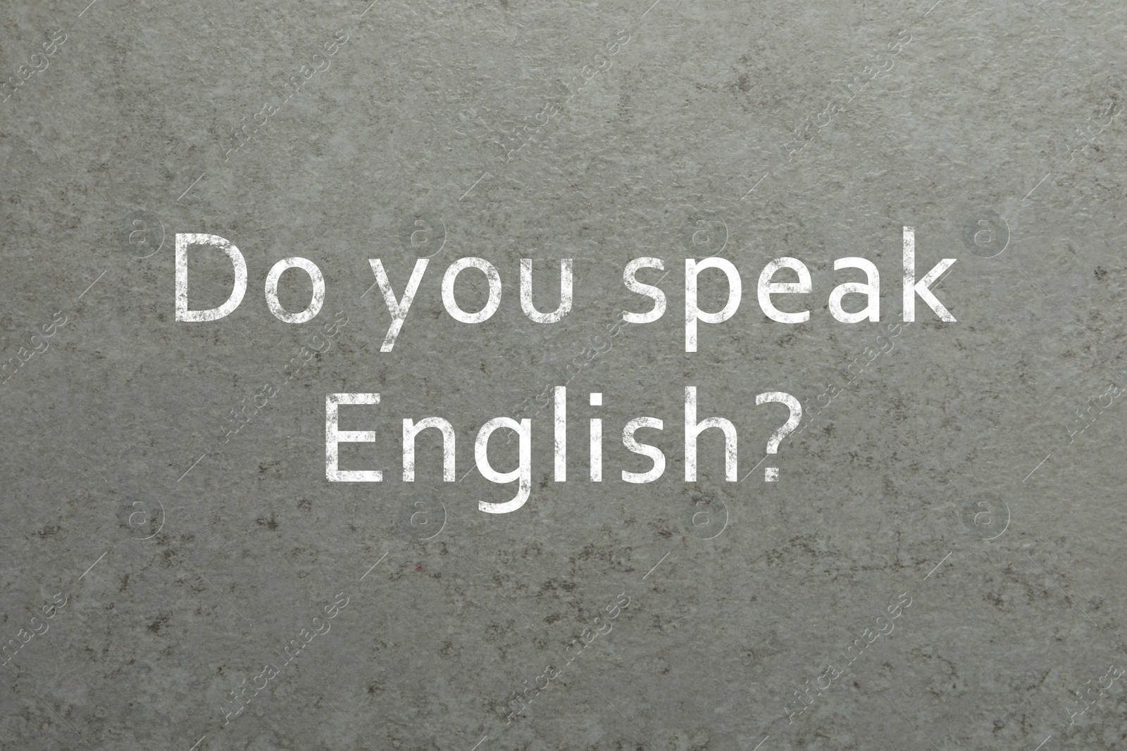 Image of Do You Speak English? text on grey textured background. Language course