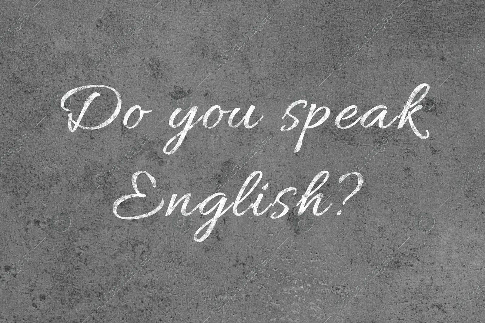 Image of Do You Speak English? text on grey textured background. Language course