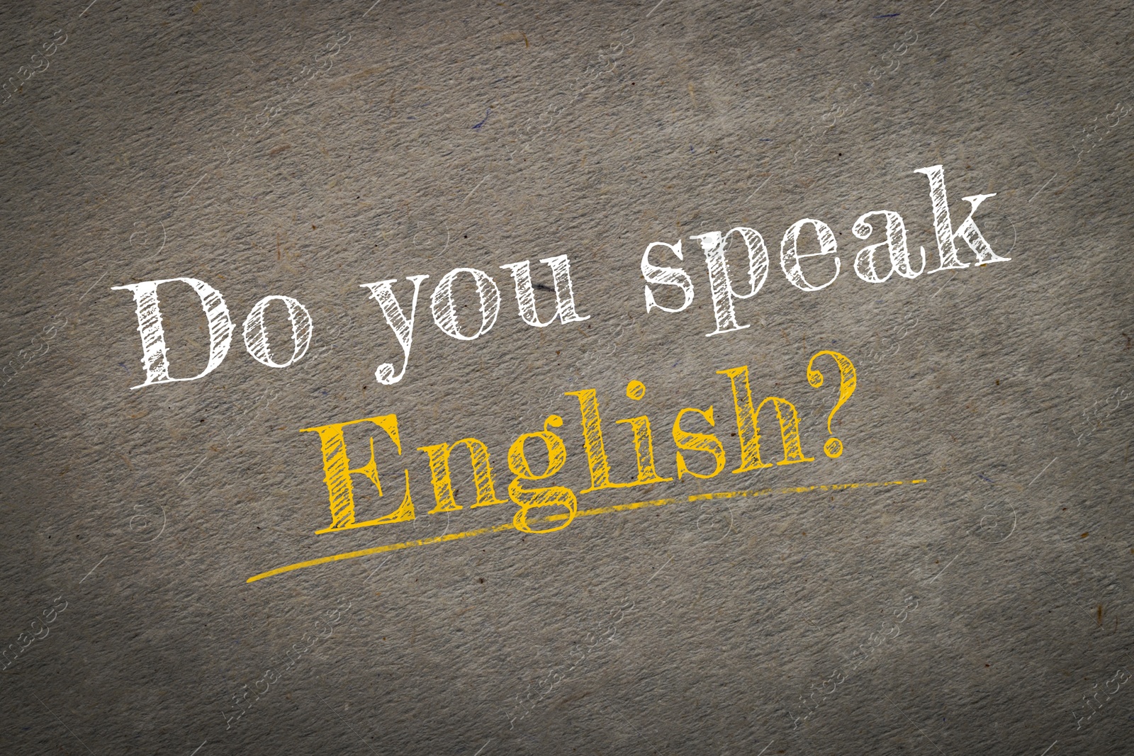 Image of Do You Speak English? text on old paper. Language course