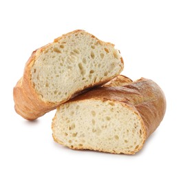 Photo of Pieces of fresh bread isolated on white