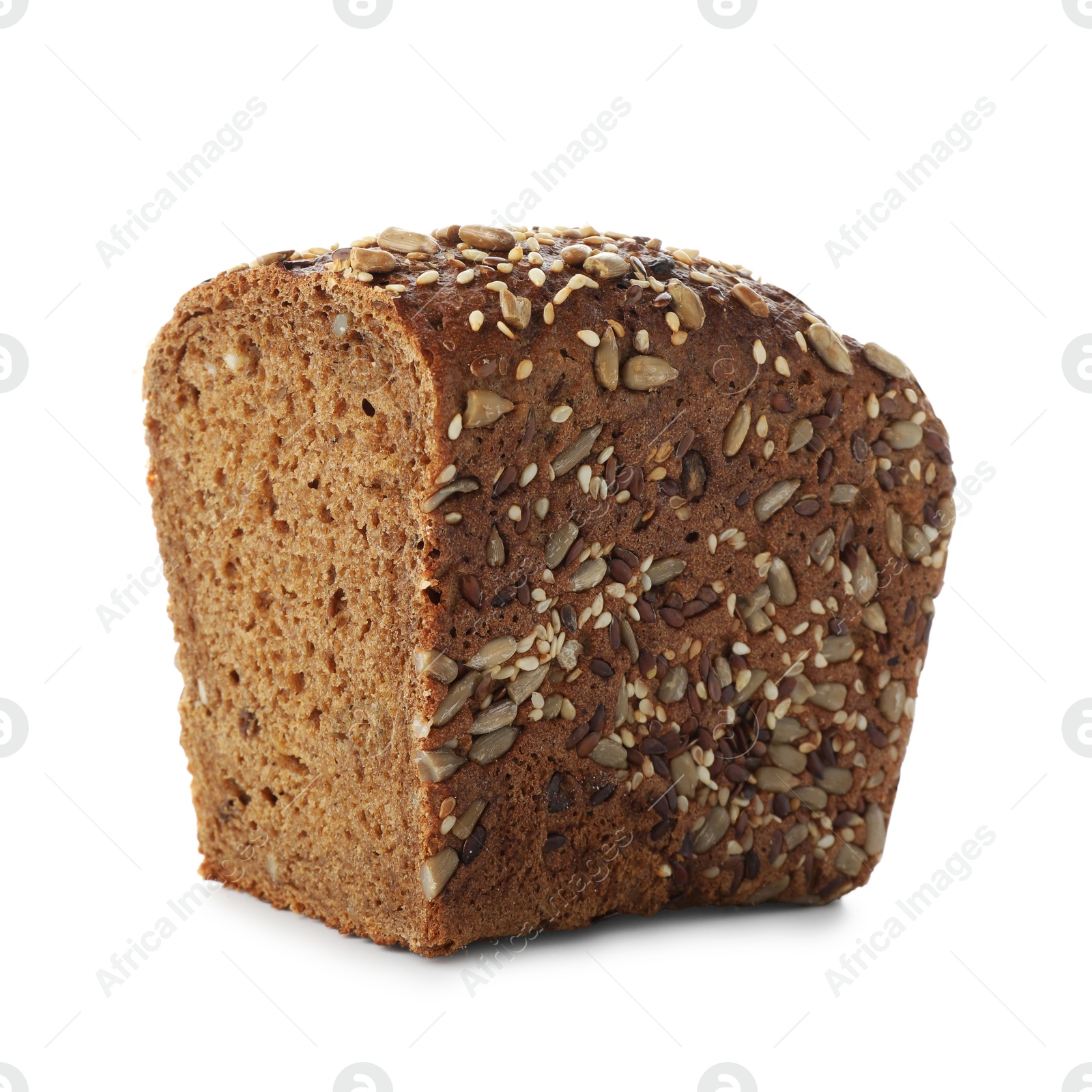 Photo of Piece of fresh rye bread isolated on white