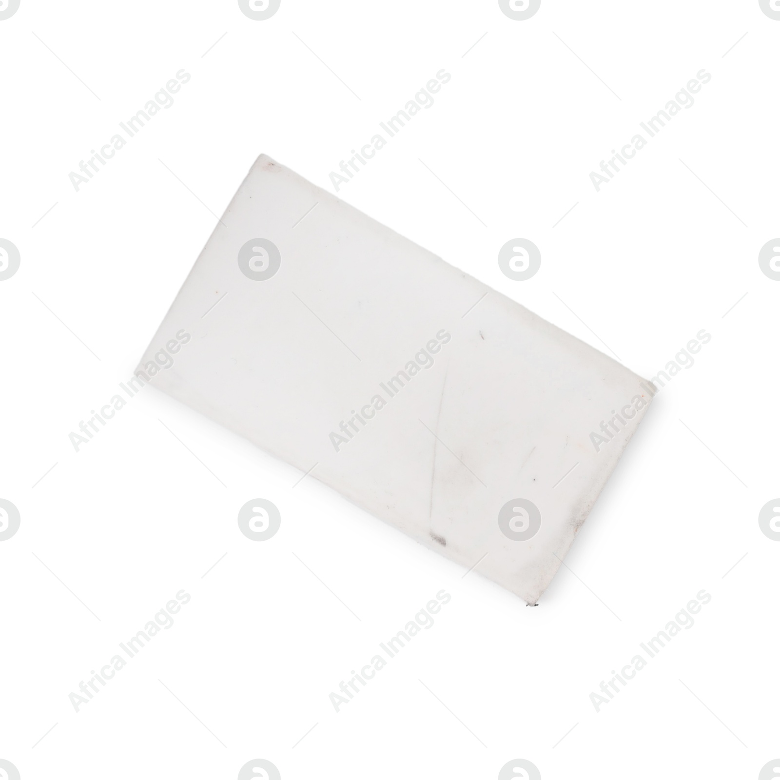 Photo of One eraser isolated on white, top view