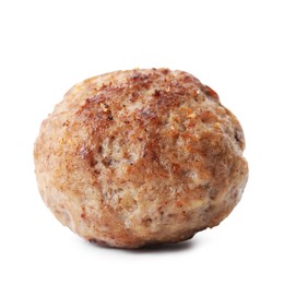 Photo of One tasty cooked meatball isolated on white