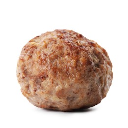 Photo of One tasty cooked meatball isolated on white