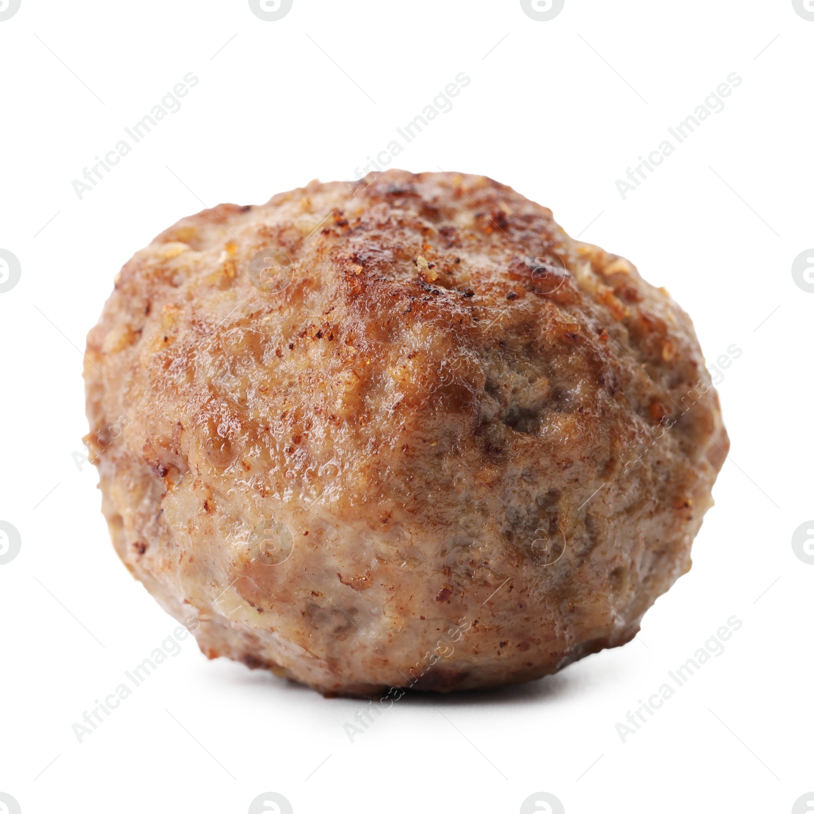 Photo of One tasty cooked meatball isolated on white