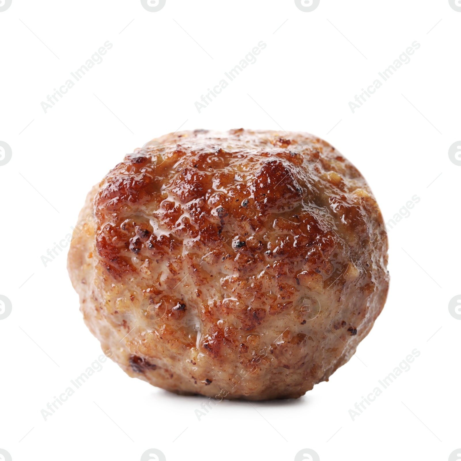 Photo of One tasty cooked meatball isolated on white