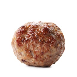 Photo of One tasty cooked meatball isolated on white