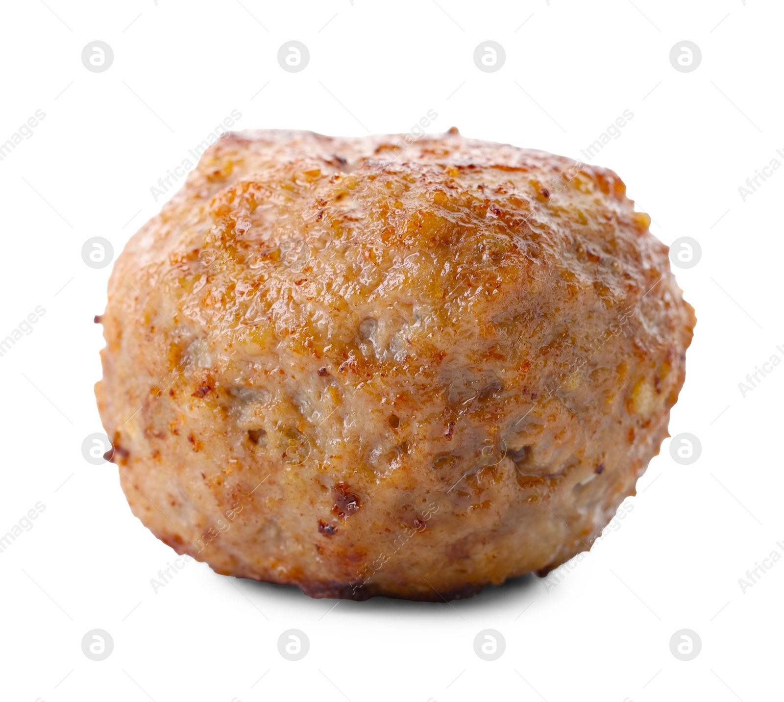 Photo of One tasty cooked meatball isolated on white