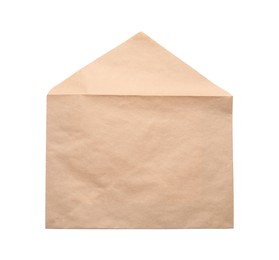 Photo of Envelope isolated on white, top view. Mockup for design