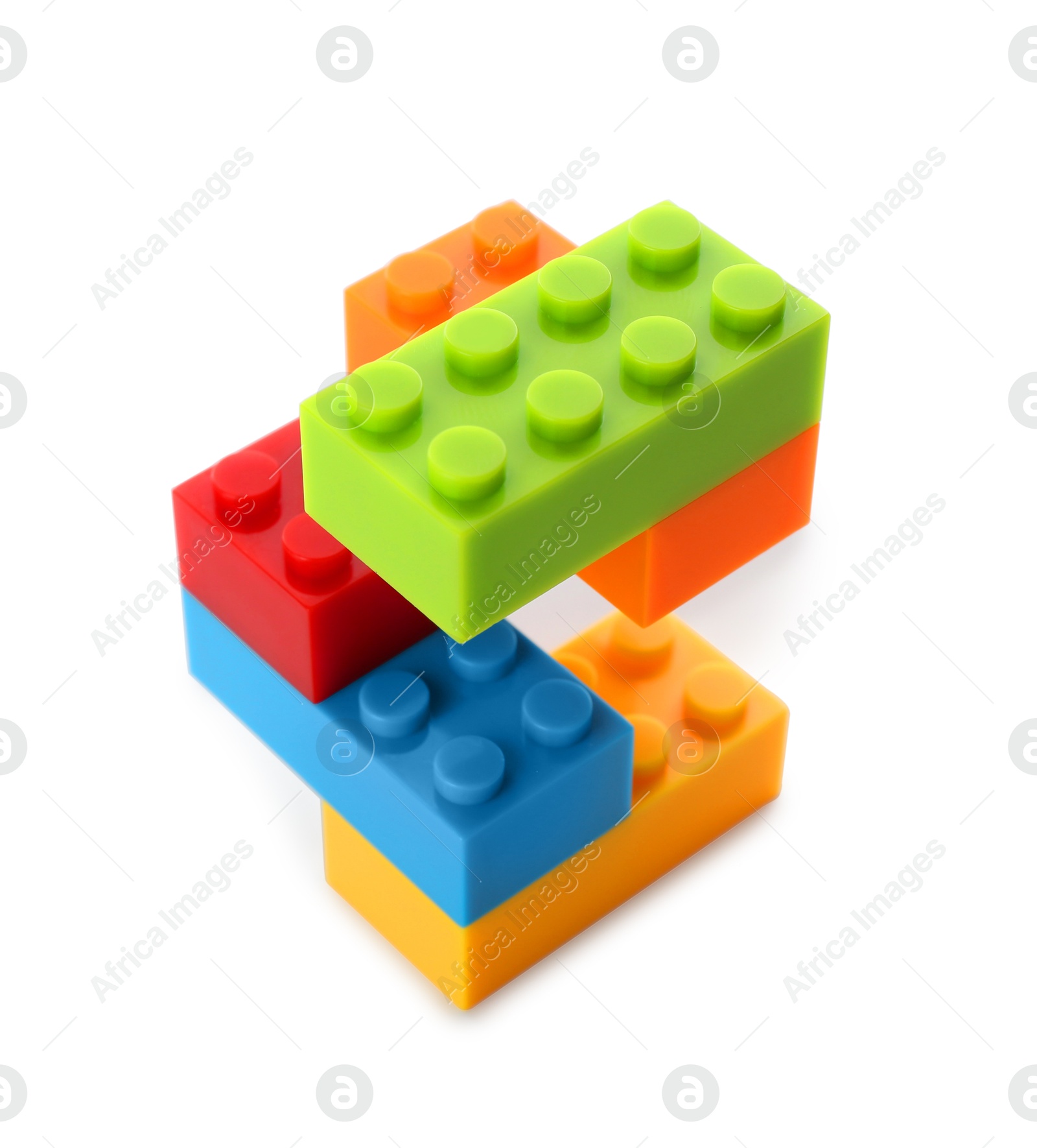 Photo of Construction toy. Figure made with building bricks isolated on white