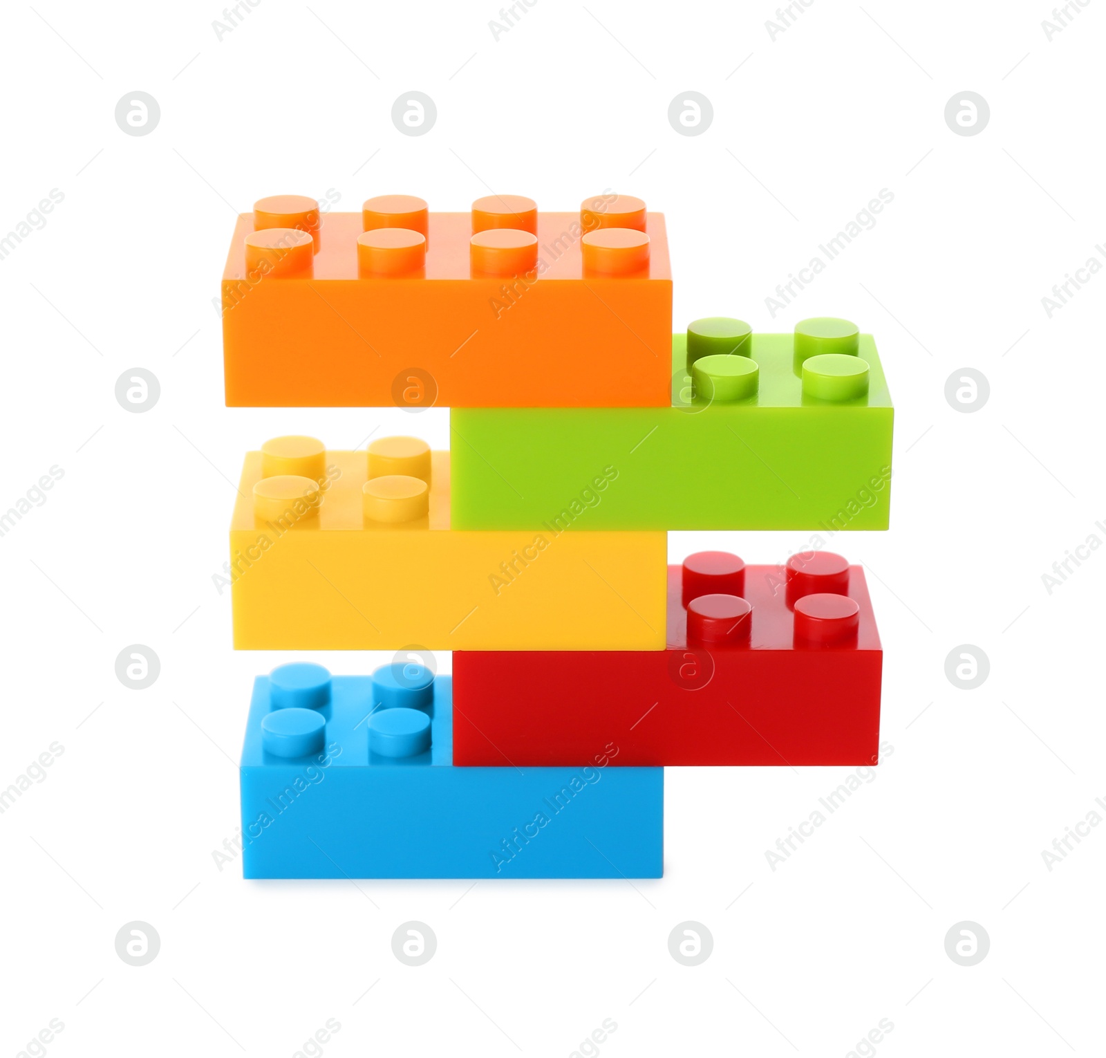 Photo of Construction toy. Figure made with building bricks isolated on white