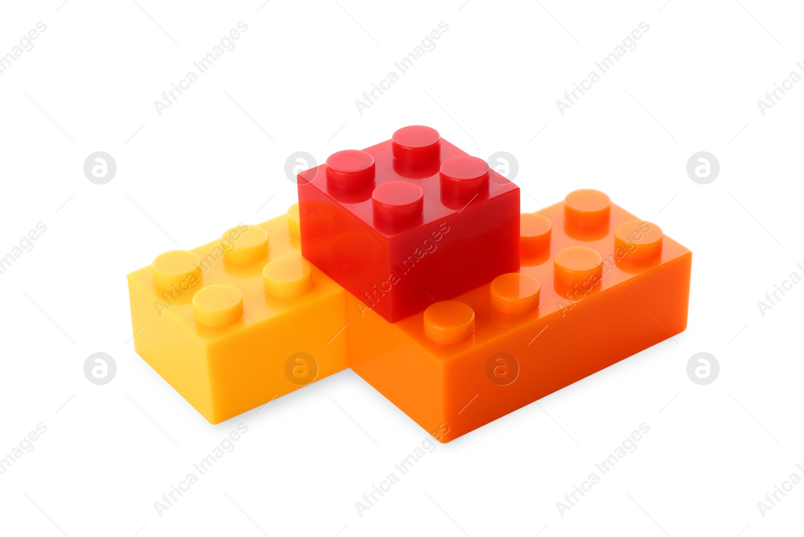 Photo of Construction toy. Figure made with building bricks isolated on white