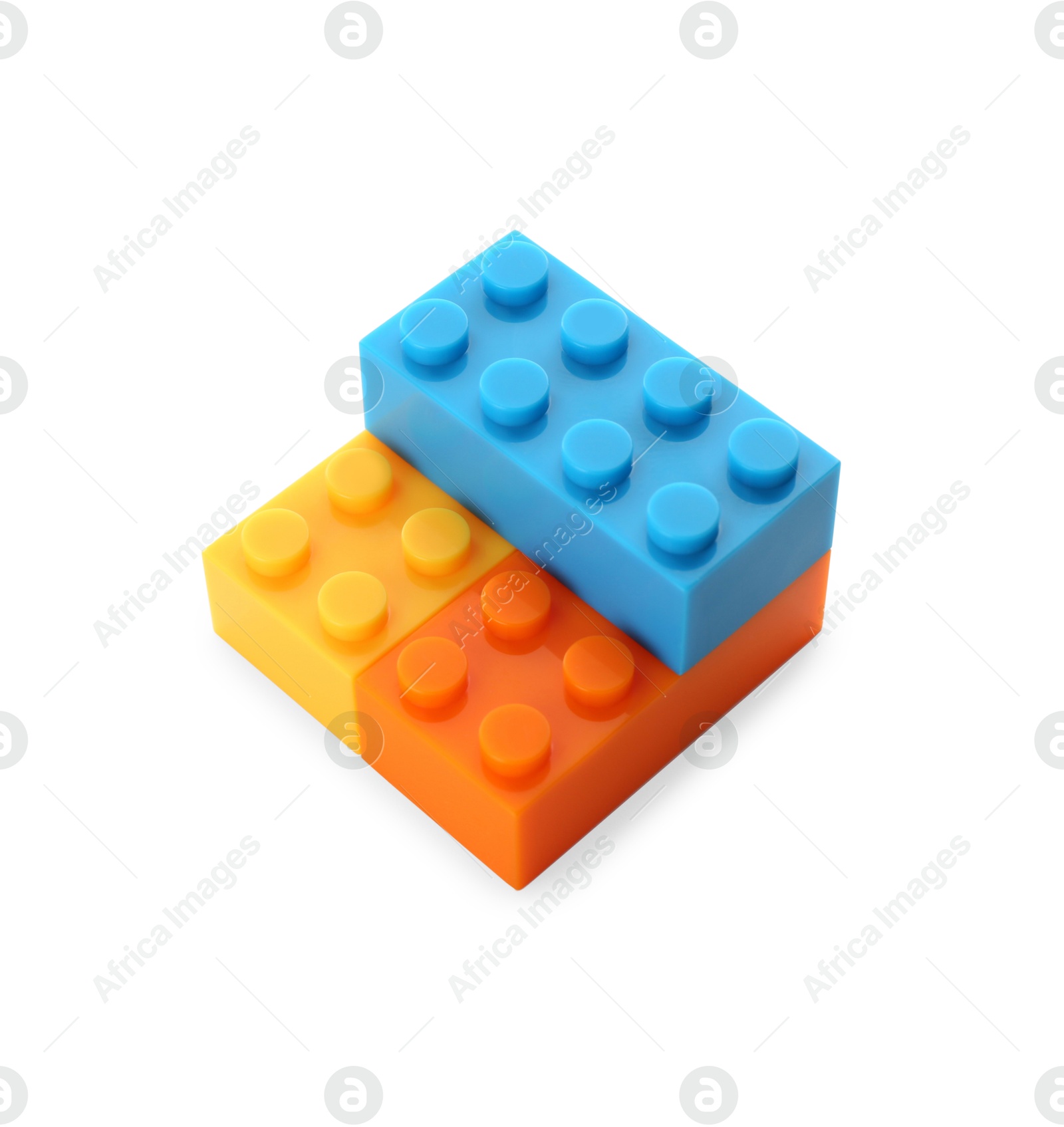 Photo of Construction toy. Figure made with building bricks isolated on white