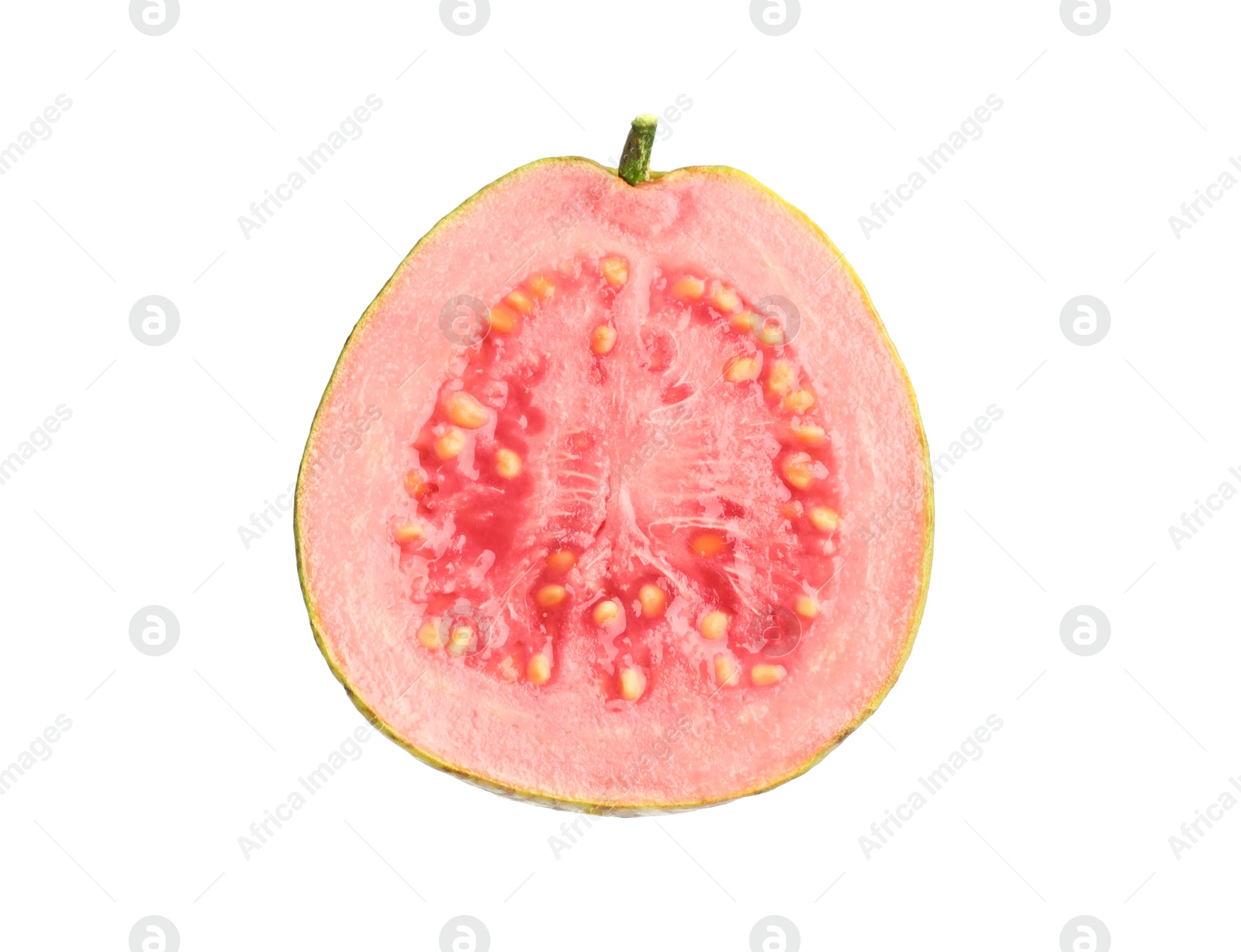 Photo of Half of fresh guava fruit isolated on white