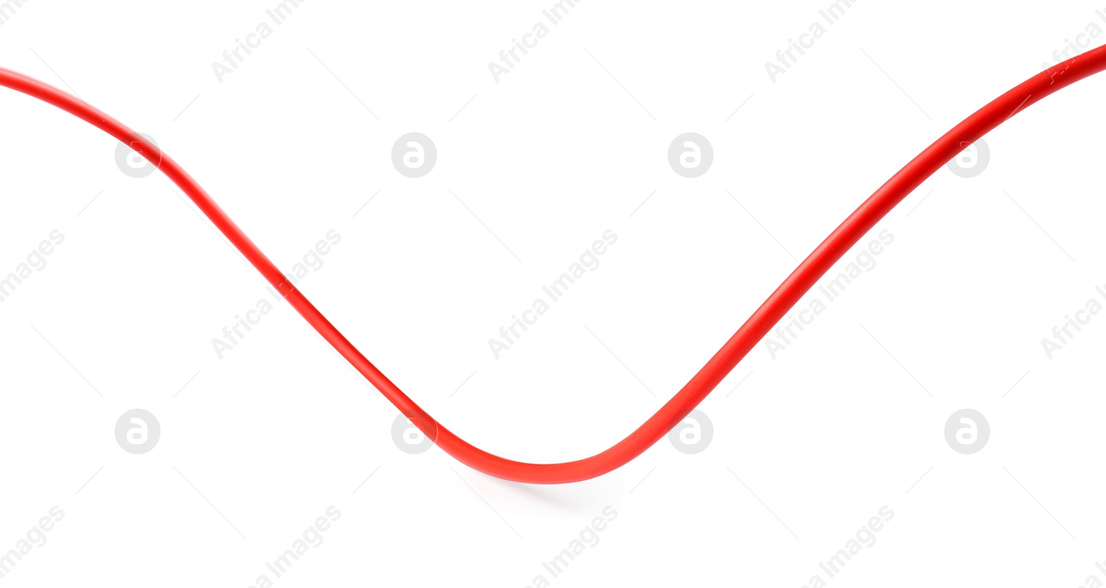 Photo of One red electrical wire isolated on white