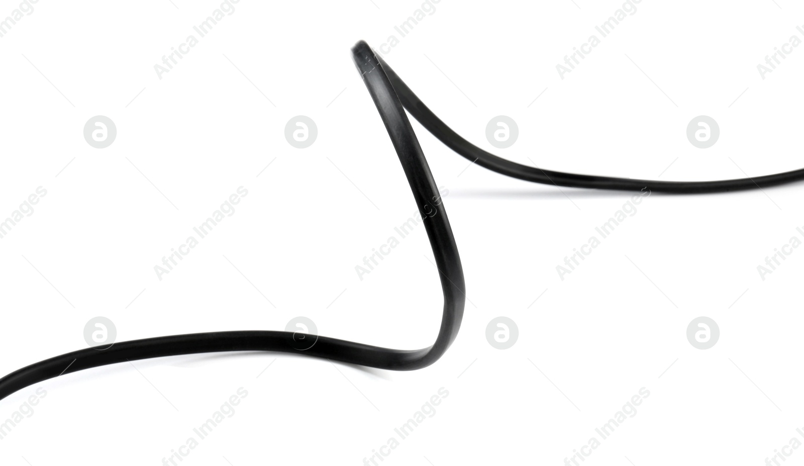 Photo of One black electrical wire isolated on white