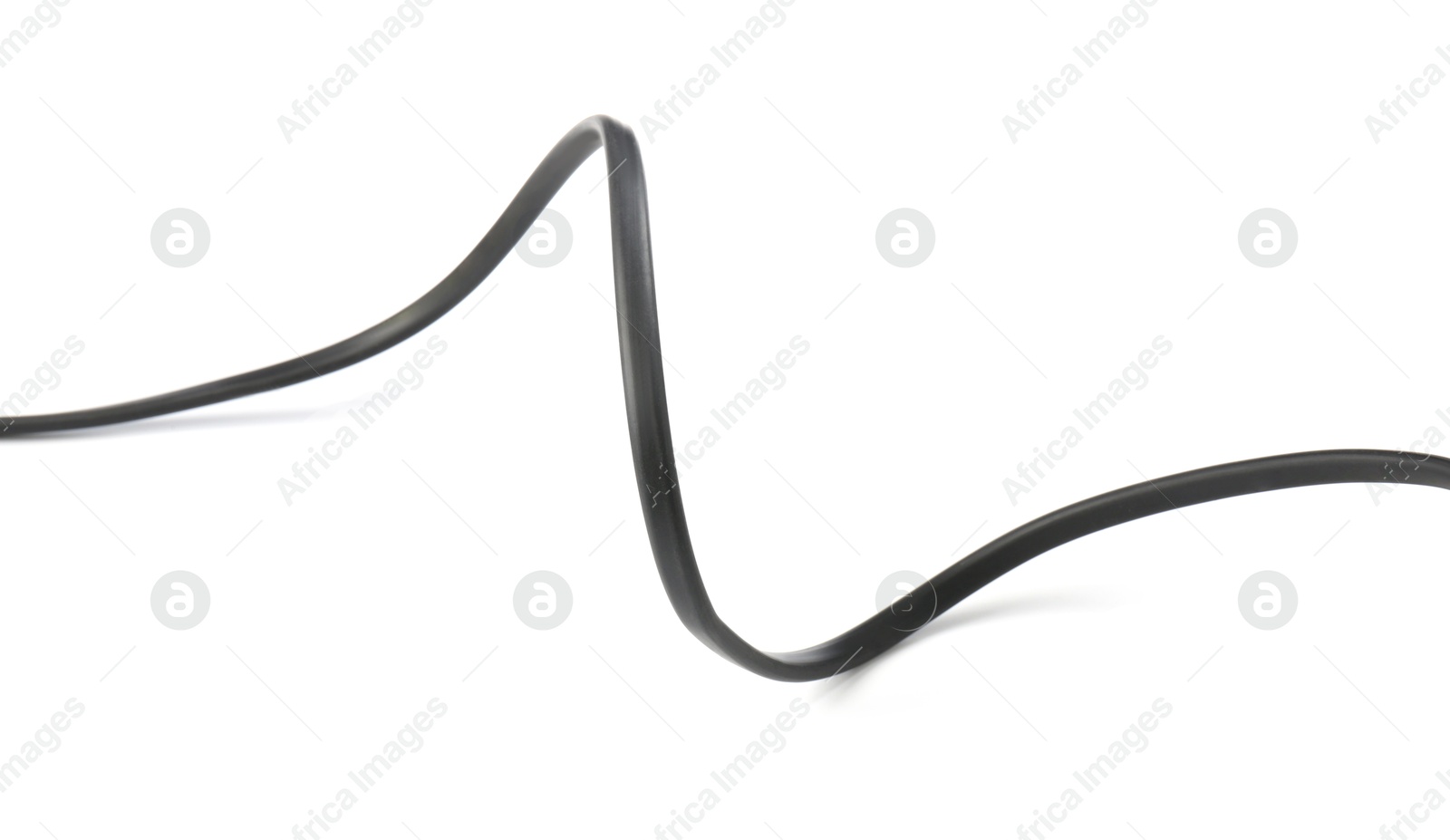 Photo of One black electrical wire isolated on white