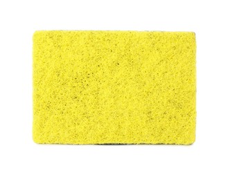 Photo of One soft sponge isolated on white. Cleaning supply