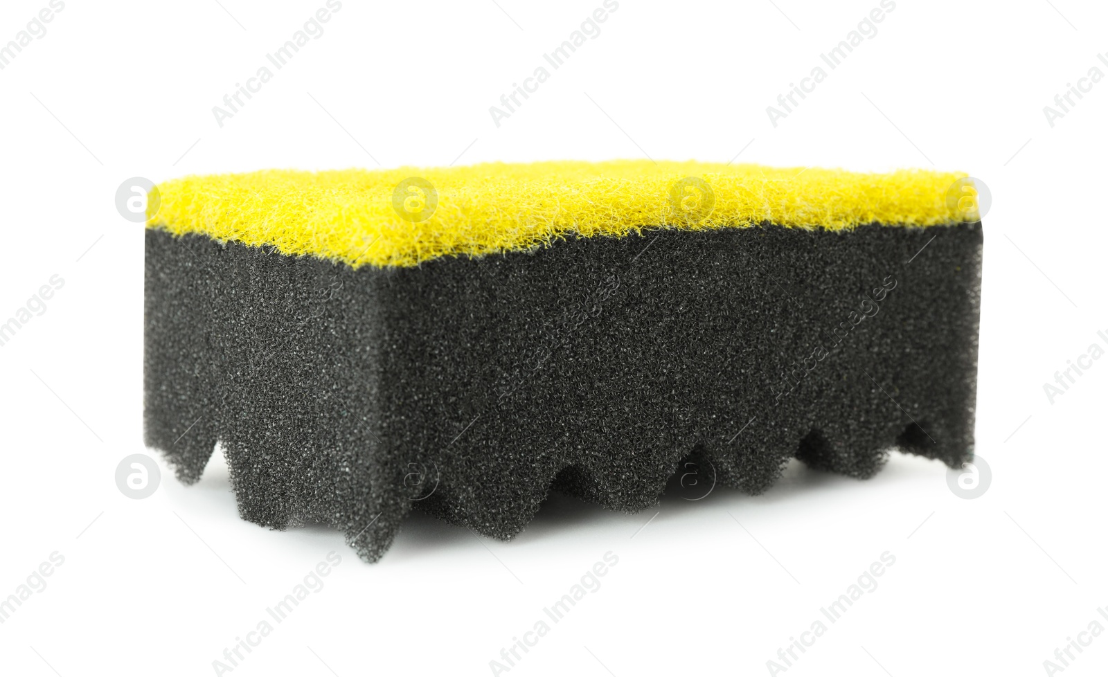 Photo of One soft sponge isolated on white. Cleaning supply