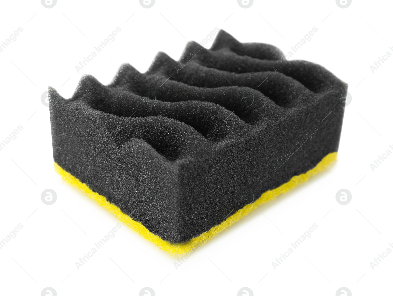 Photo of One soft sponge isolated on white. Cleaning supply