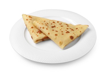 Photo of Delicious fresh folded crepes isolated on white