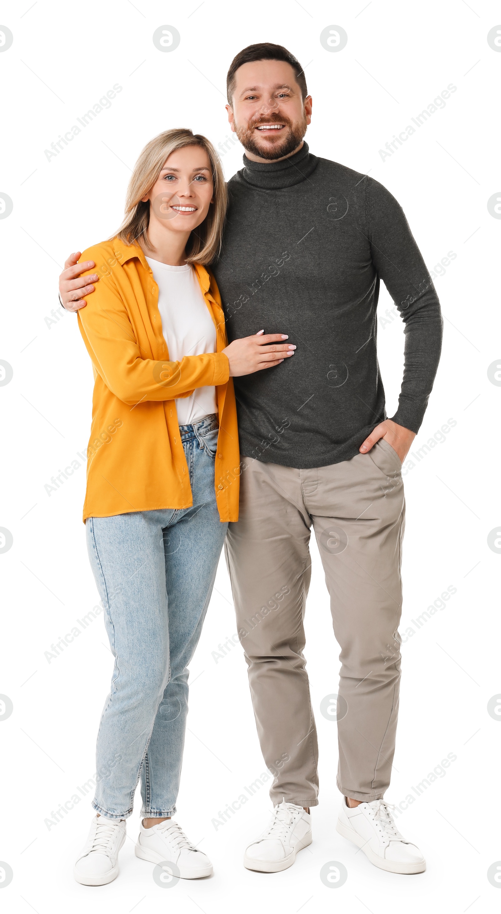 Photo of Portrait of happy couple on white background