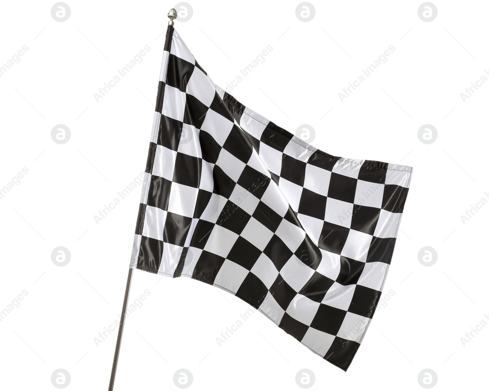 Photo of One racing checkered flag isolated on white