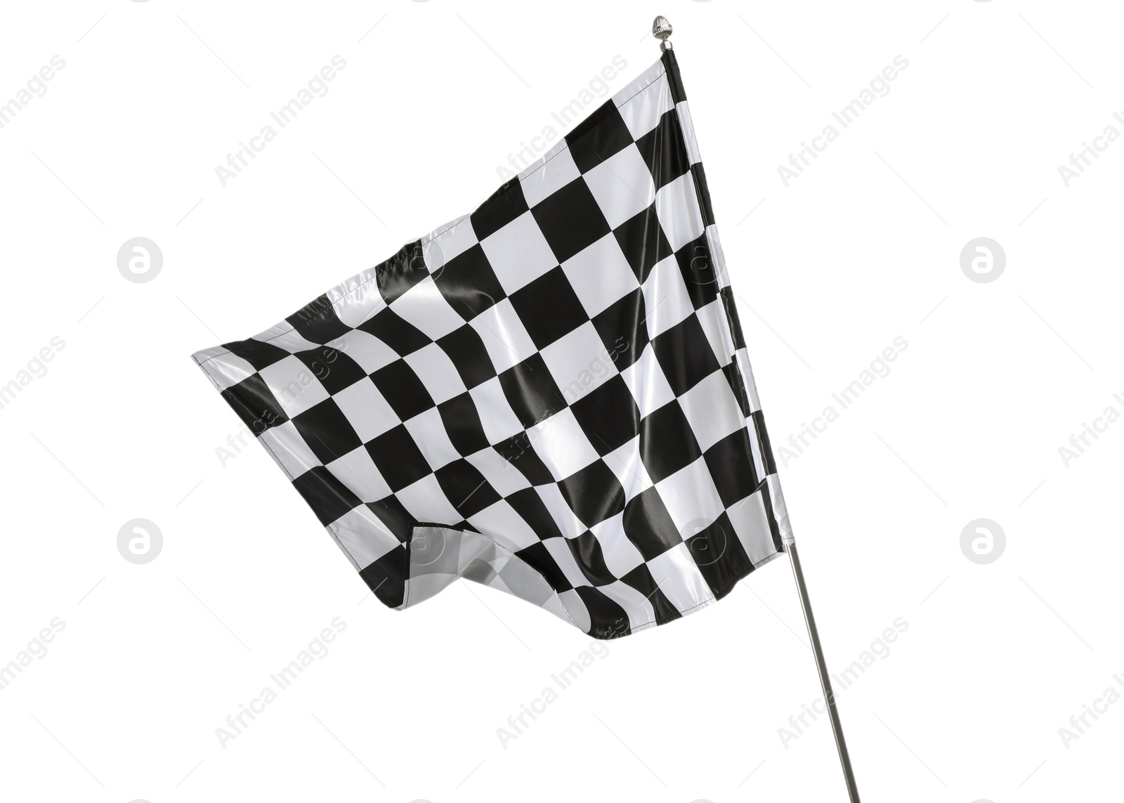 Photo of One racing checkered flag isolated on white