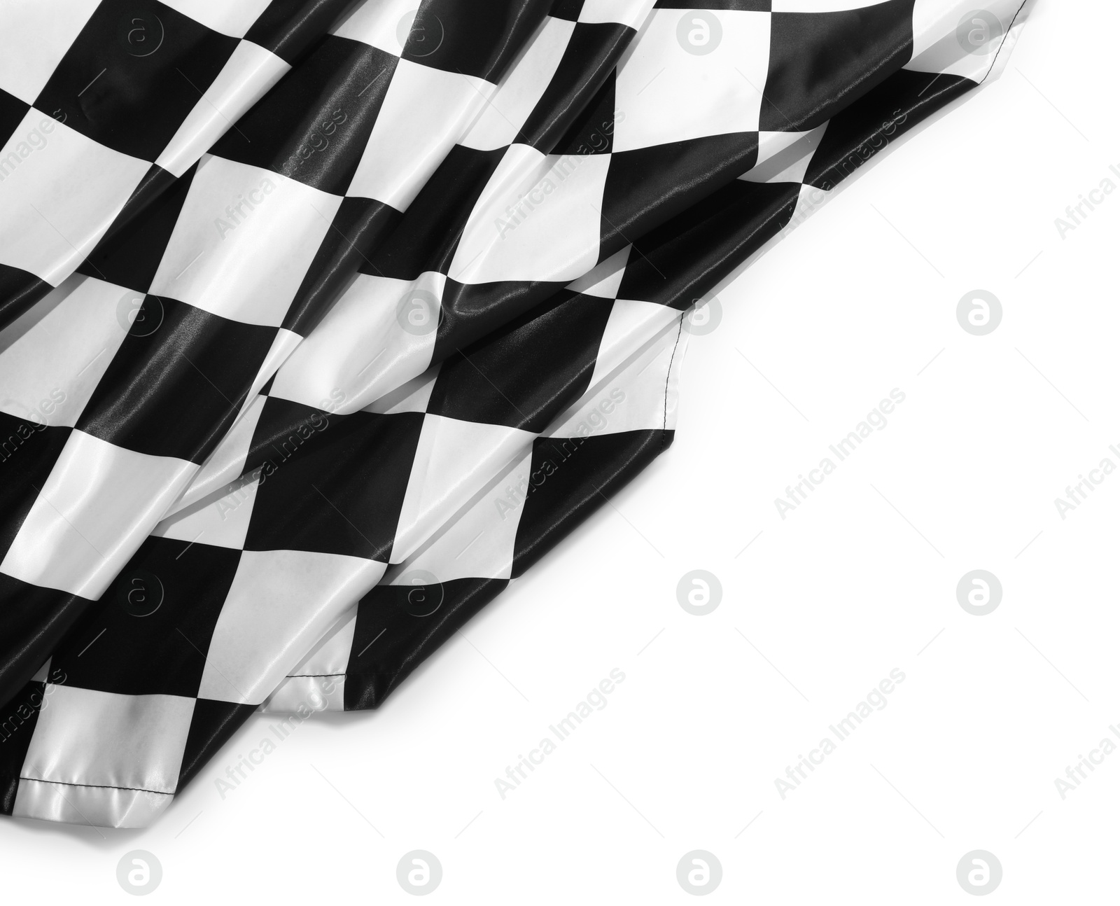 Photo of Checkered finish flag isolated on white, top view