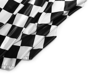 Photo of Checkered finish flag isolated on white, top view