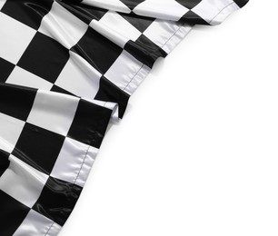 Photo of Checkered finish flag isolated on white, top view