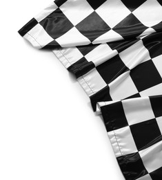 Photo of Checkered finish flag isolated on white, top view