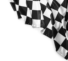 Photo of Checkered finish flag isolated on white, top view