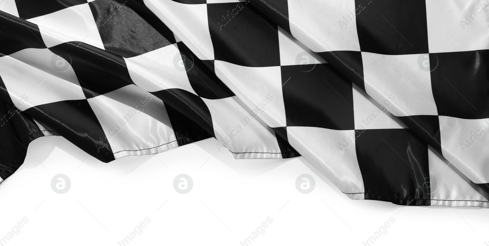 Photo of Checkered finish flag isolated on white, top view