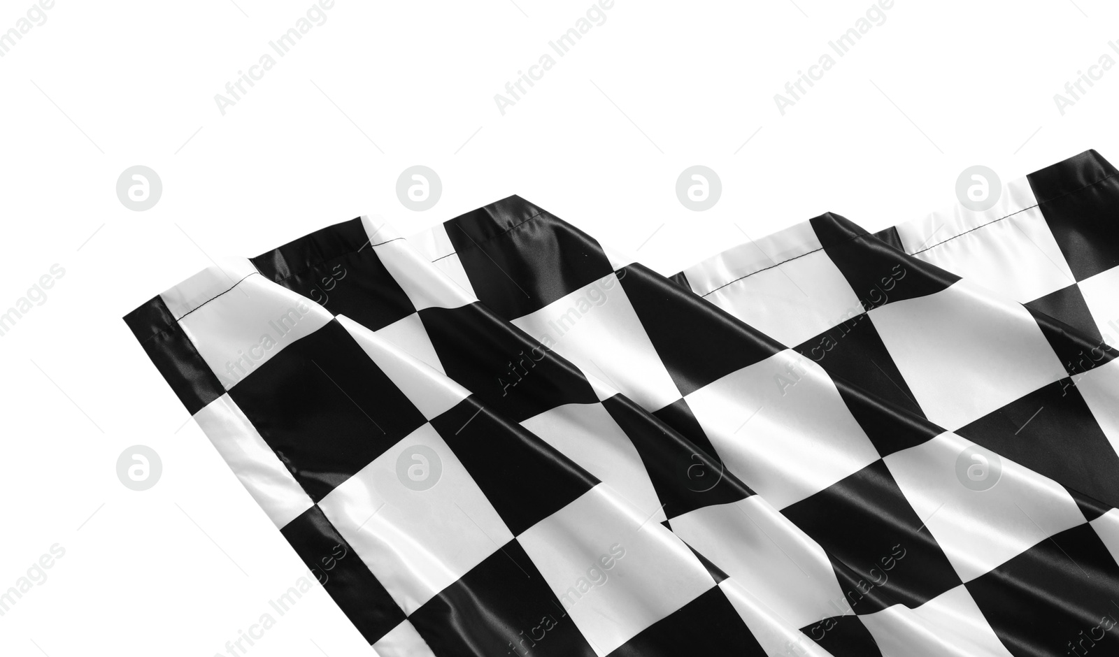 Photo of Checkered flag isolated on white, top view