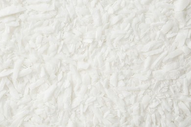 Photo of White soy wax flakes as background, closeup